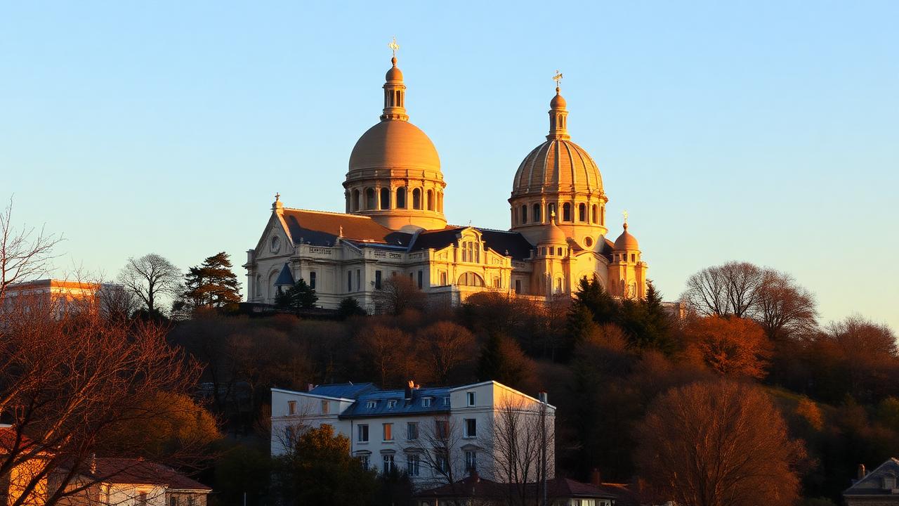 Sacré-Cœur Basilica in Montmartre at golden hour